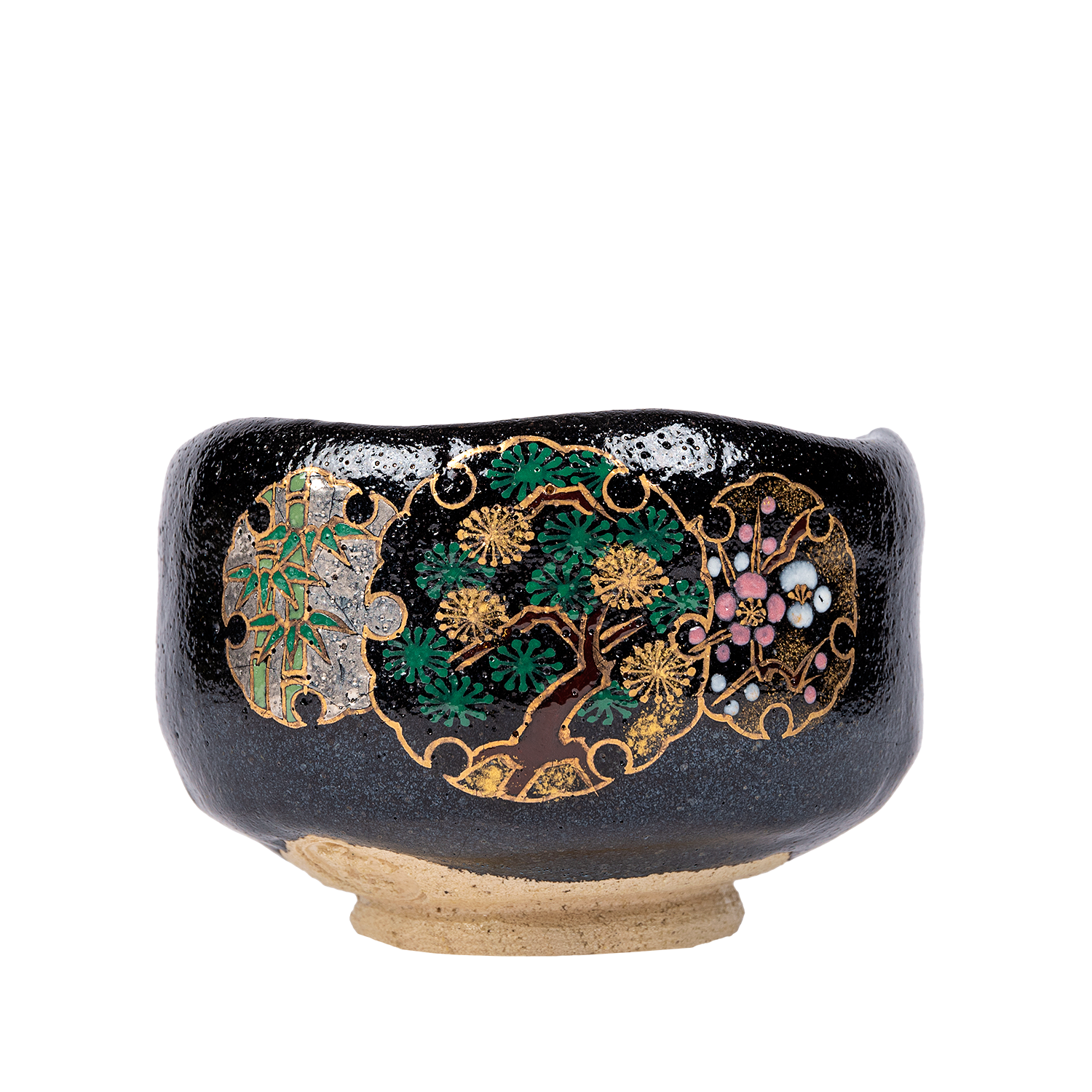 Raku Matchaskål – Bamboo, Pine & Plum