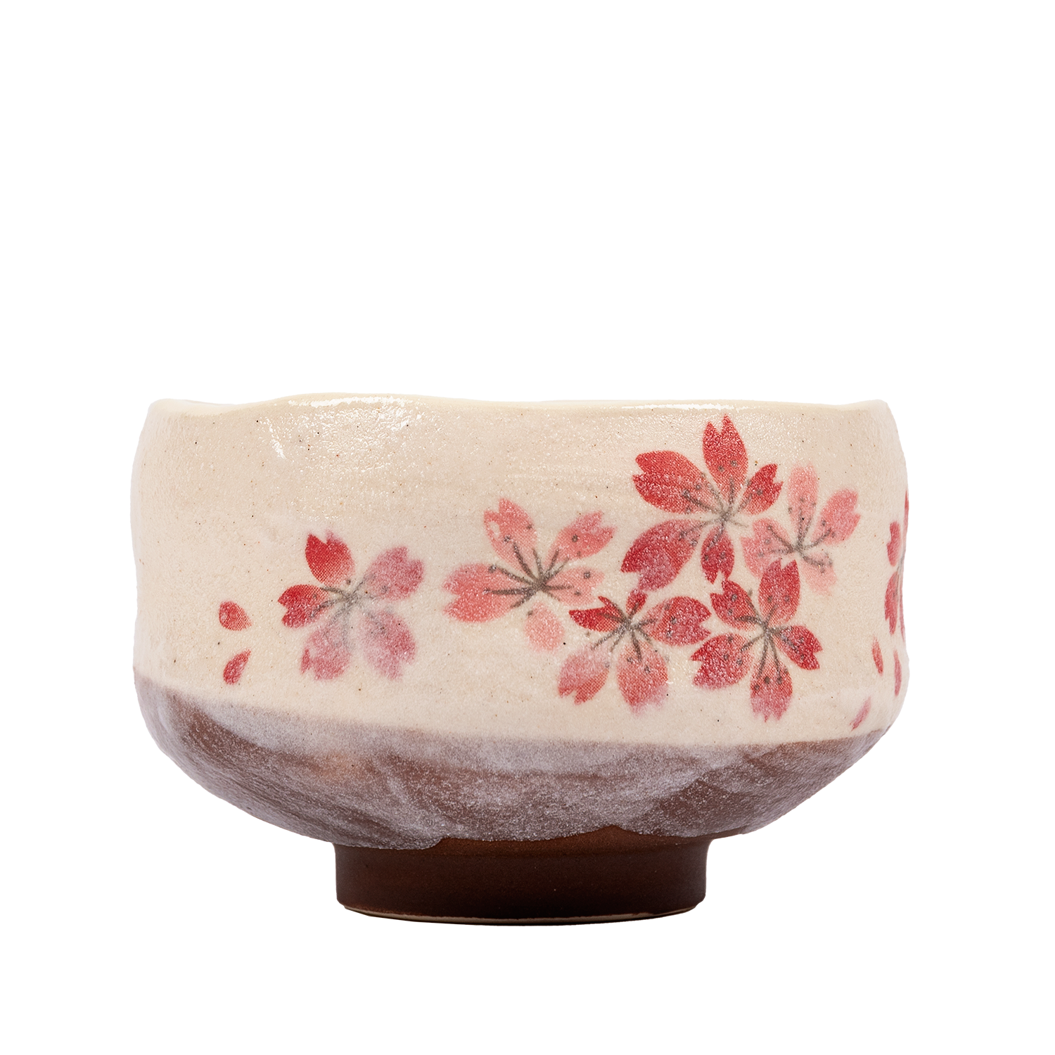 Matchaskål – Mönstrad Vit/Rosa