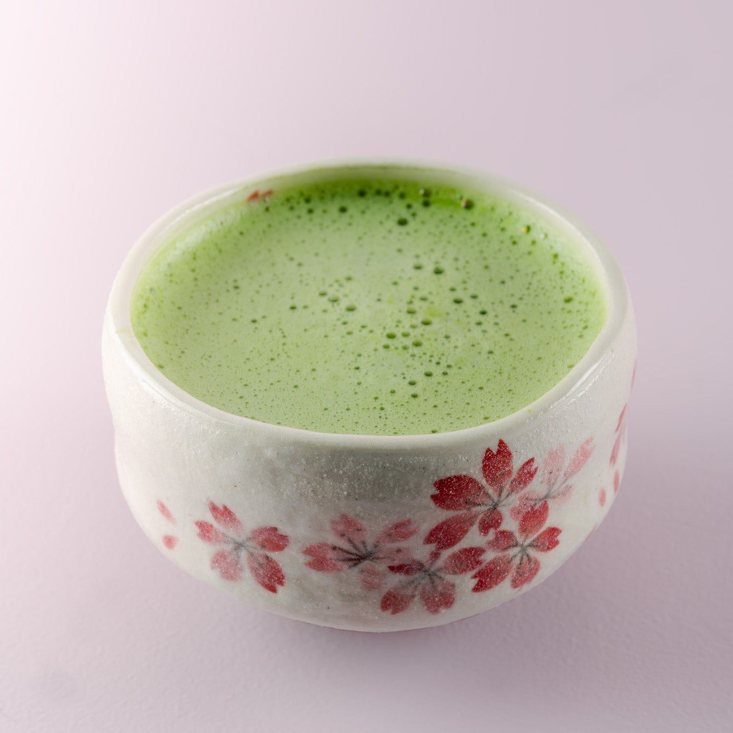 Matchaskål – Mönstrad Vit/Rosa