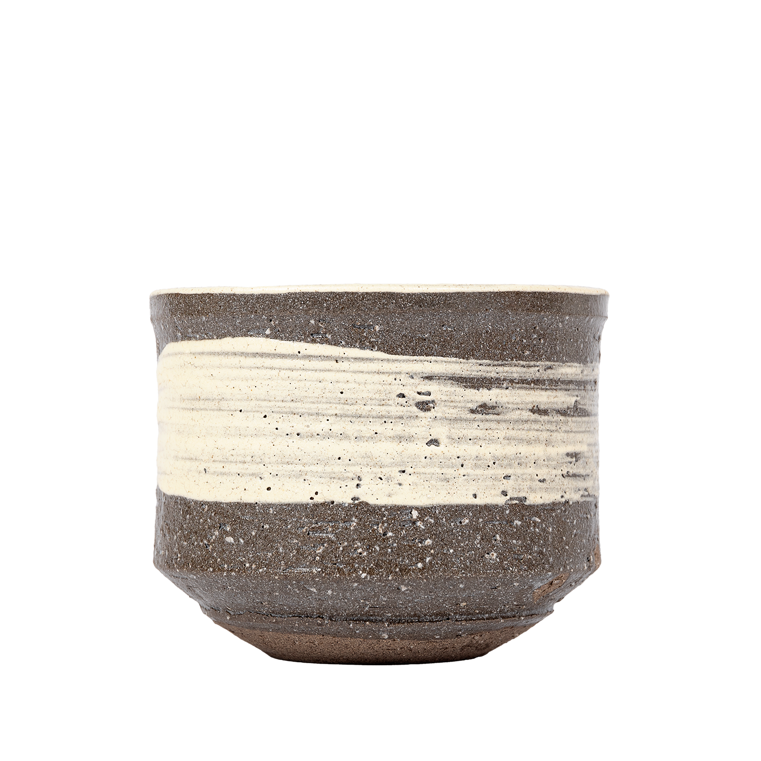 Hög Matchaskål – Mönstrad Brun/Vit