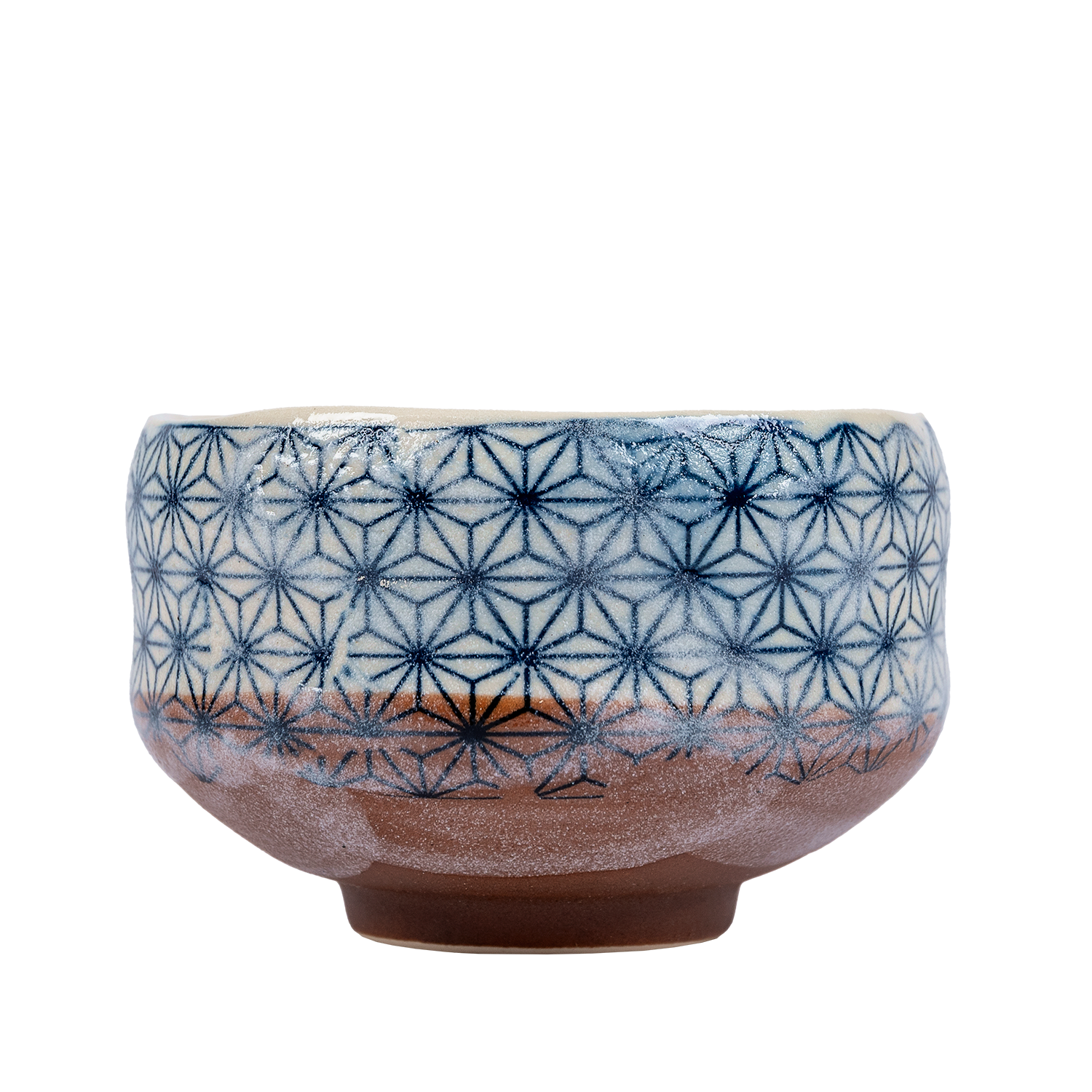 Matchaskål – Mönstrad Vit/Blå