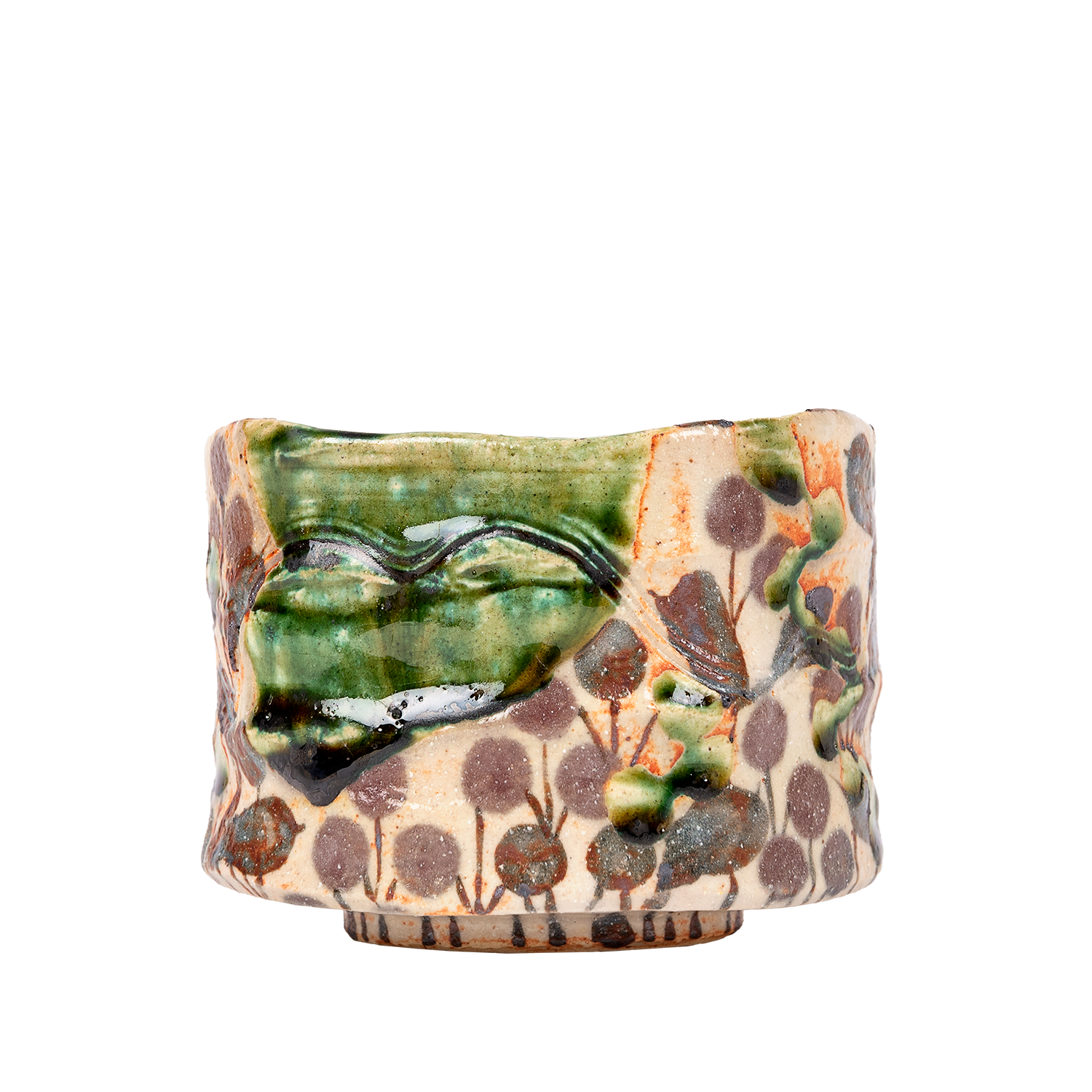 Matchaskål – Mönstrad Beige & Grön