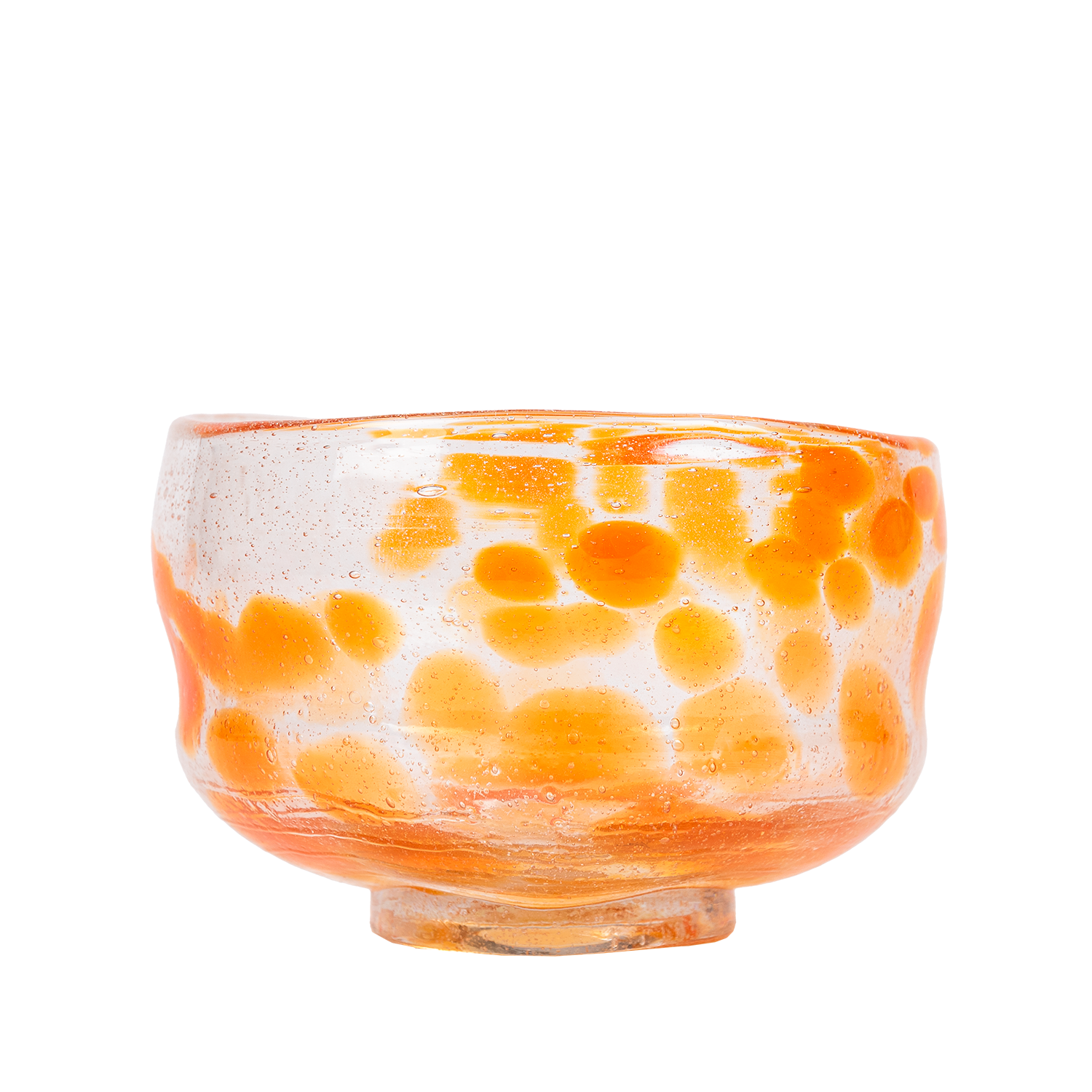 Matcha Bowl in Glass – Patterned Orange