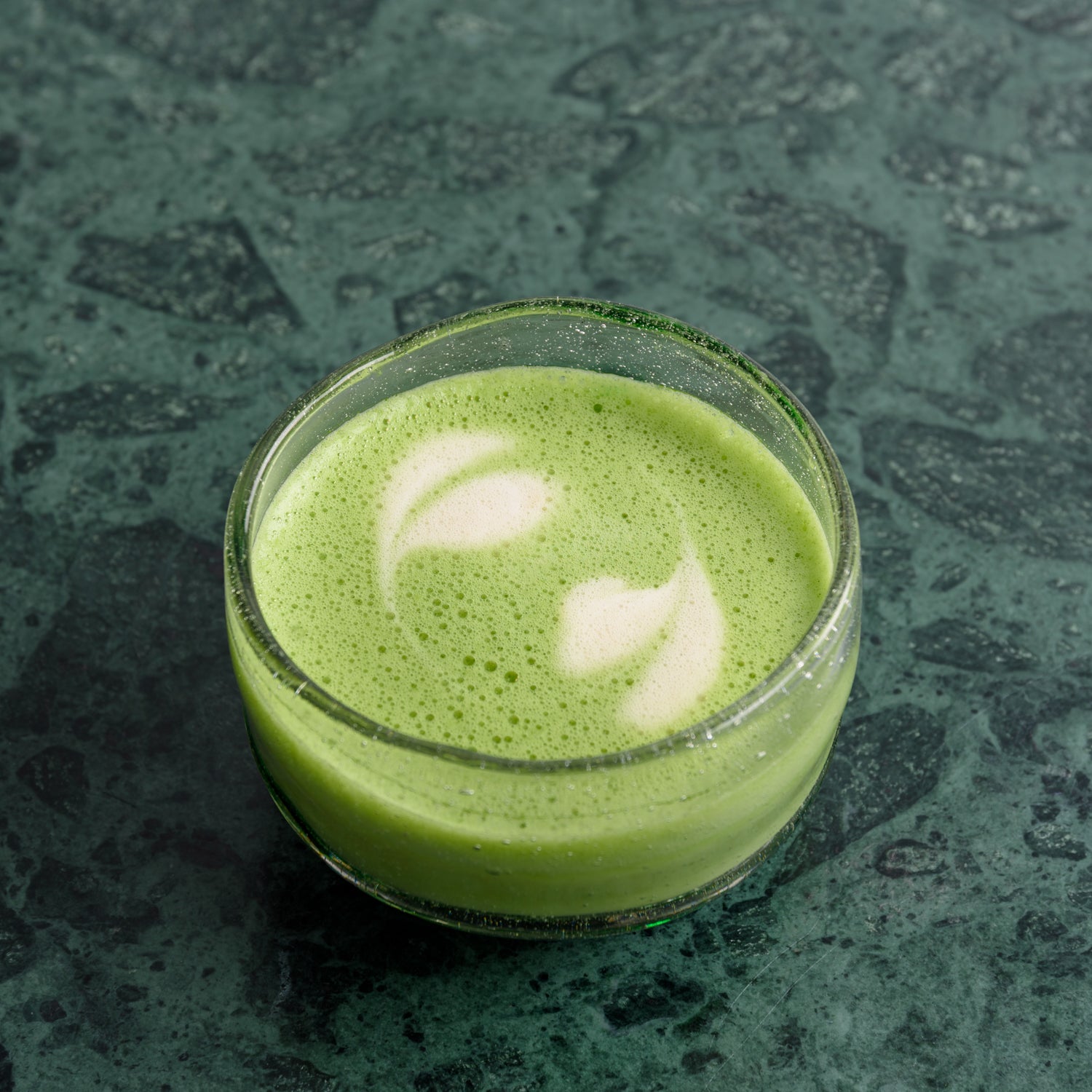 Matchaskål i glas – Mönstrad Grön