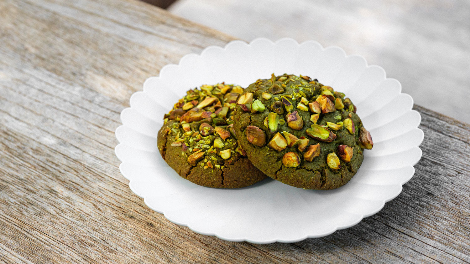 Matcha- och pistage cookie